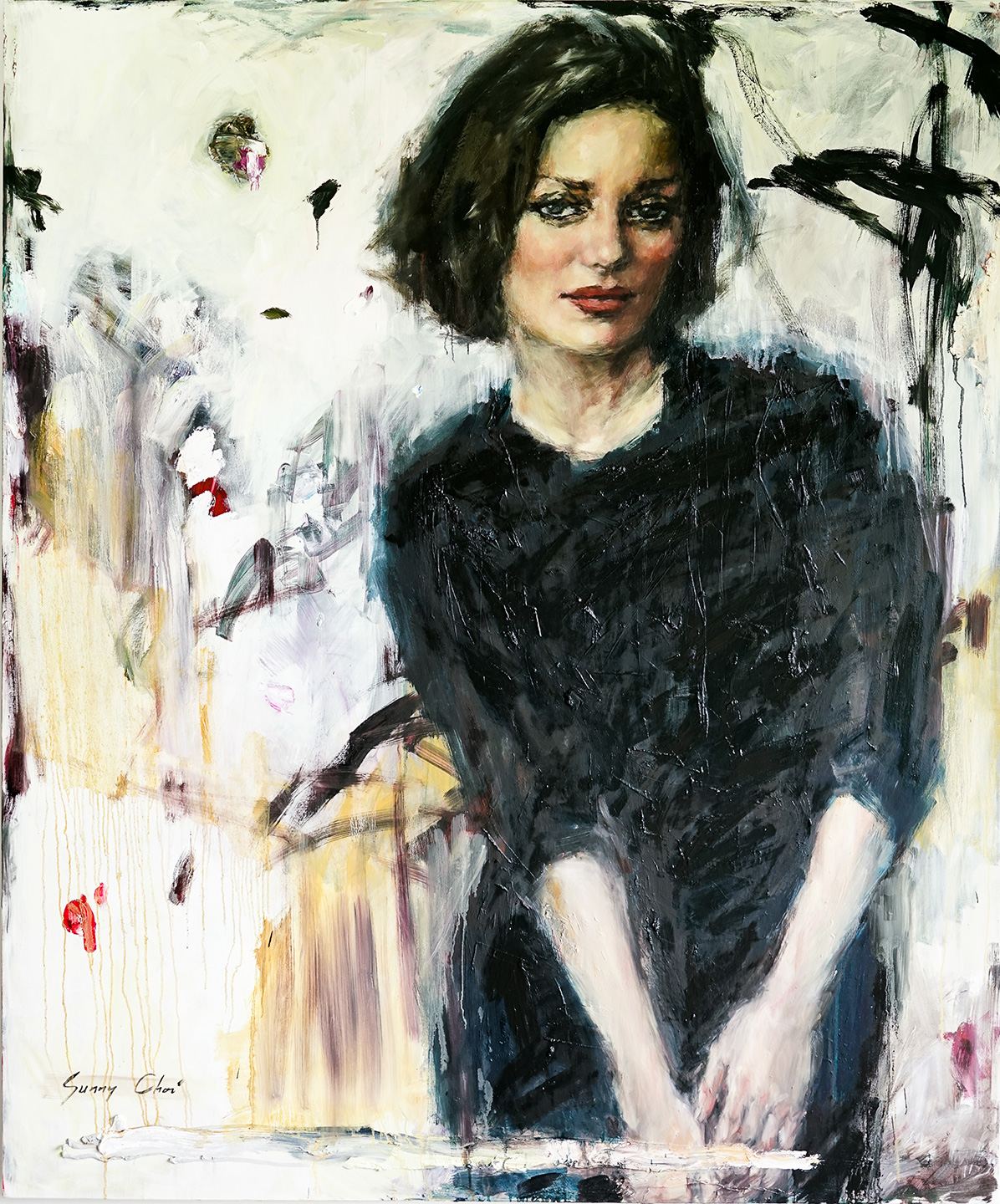 Marion in Black - 72 x 60 inches, oil and acrylic on canvas