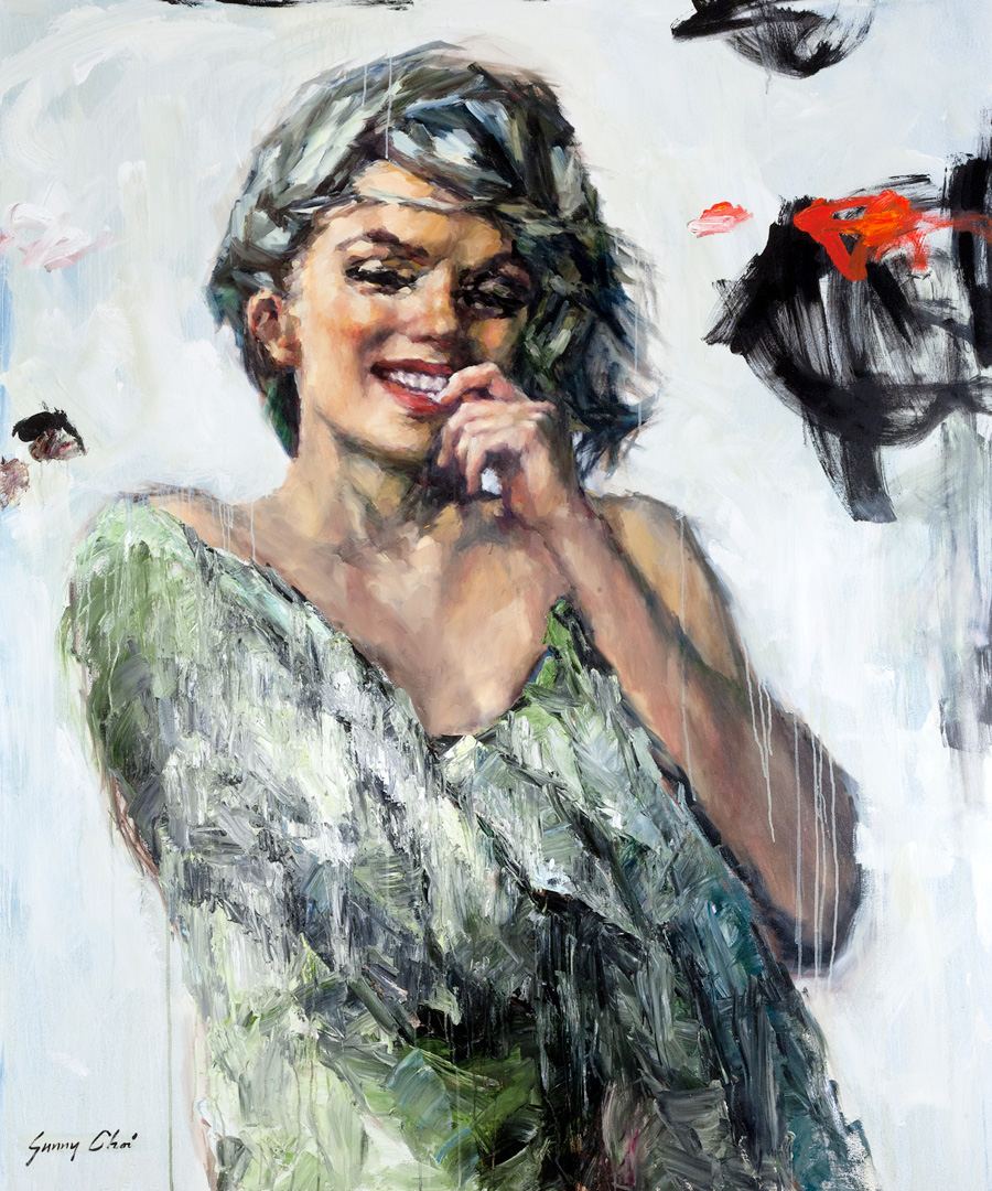 Marilyn wrapped in Green - 72 x 60 inches, oil and acrylic on canvas - SOLD