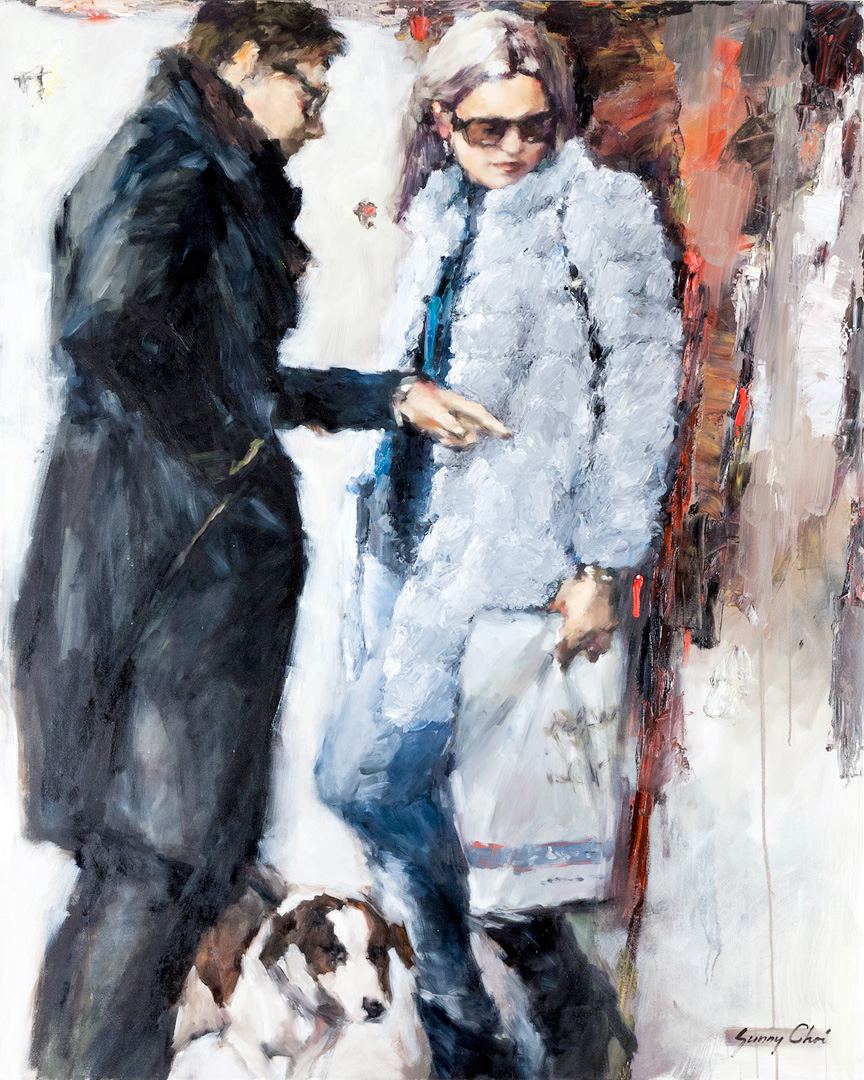 Couple Shopping - 60 x 48 inches, oil and acrylic on canvas - SOLD