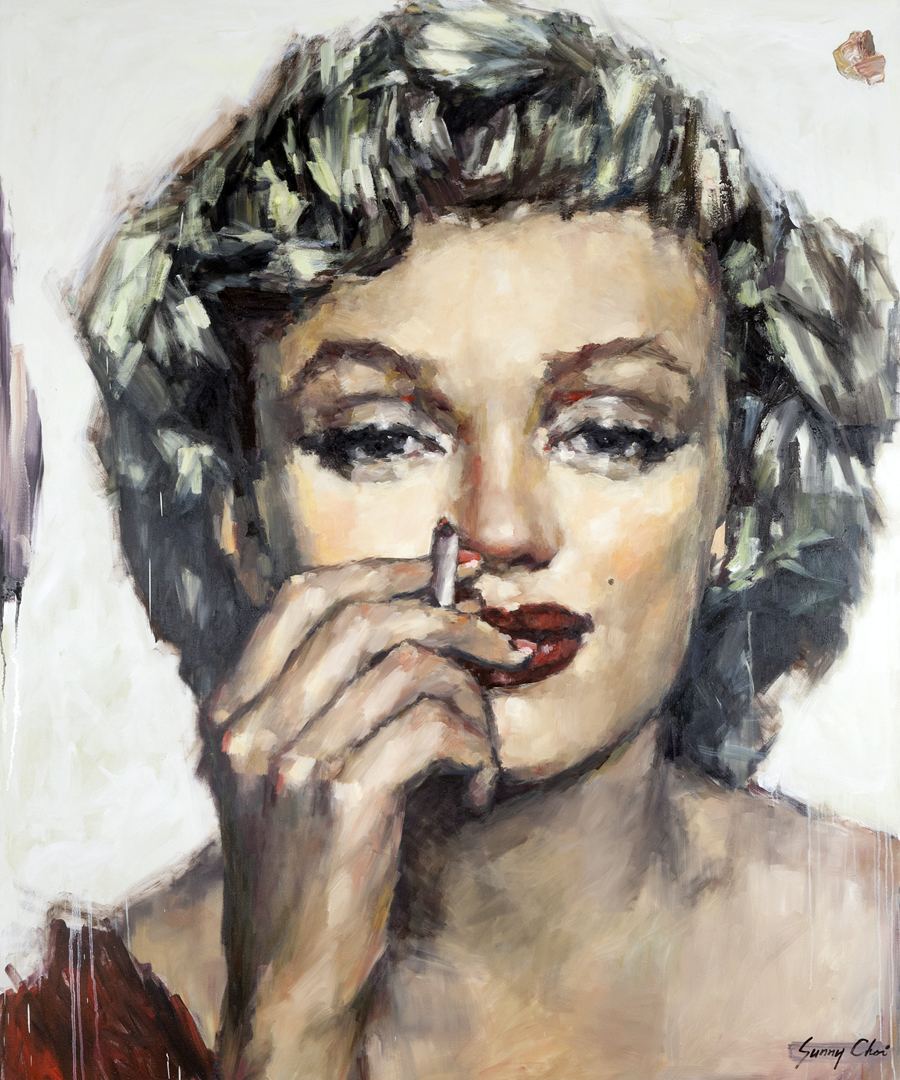 Marilyn with Cigarette - 60 x 60 inches, oil and acrylic on canvas - SOLD