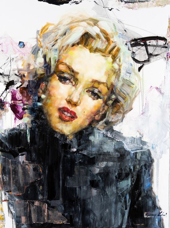 Marilyn in Black - 48 x 40 inches, Oil and Acrylic on Canvas - SOLD