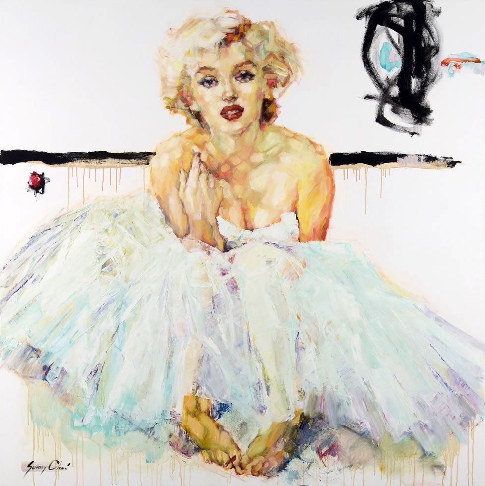 Marilyn in White - 60 x 60 inches, Oil and Acrylic on Canvas - SOLD