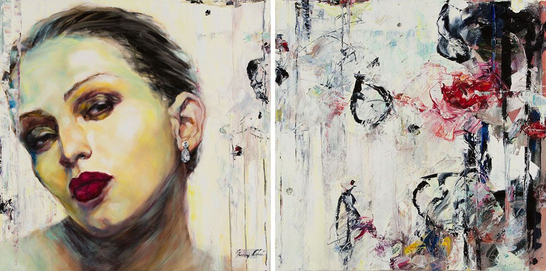 Thoughts in Abstract II - diptych, each canvas 36 x 36 inches, oil and acrylic on canvas