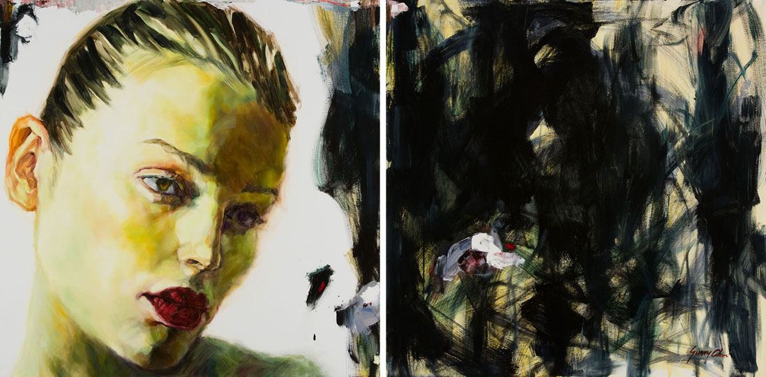 In Search Of - diptych, each canvas 36 x 36 inches, oil and acrylic on canvas - SOLD