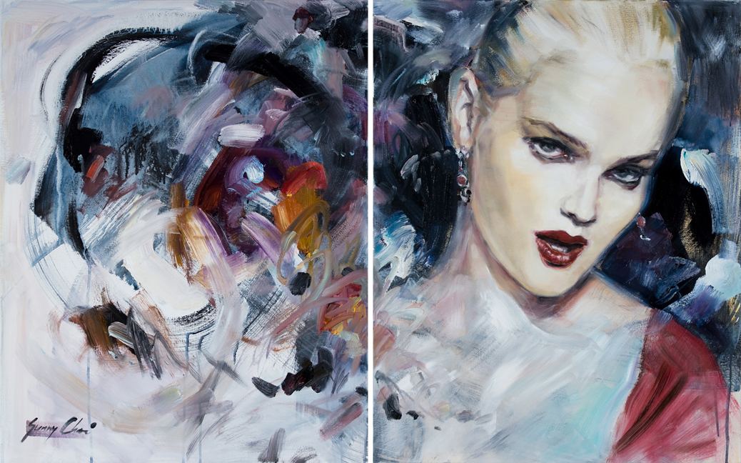 The Tango - diptych, each canvas 36 x 36 inches, oil and acrylic on canvas